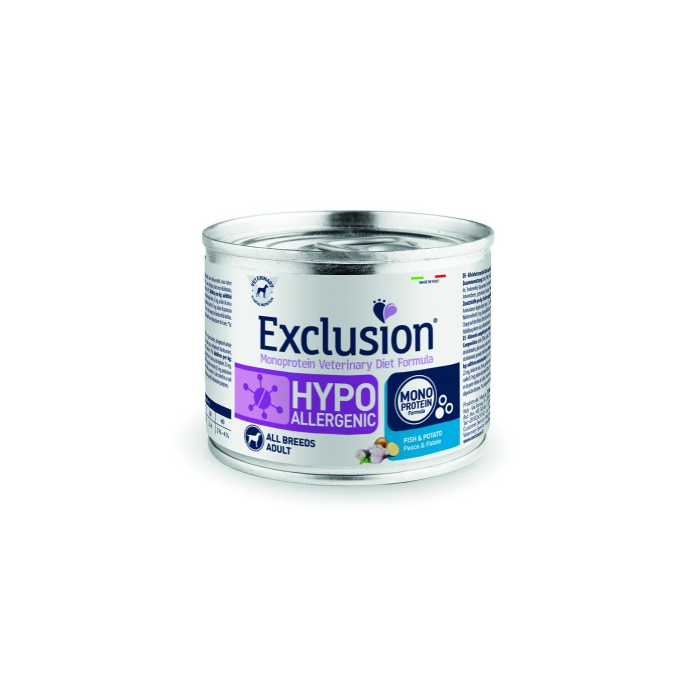 Exclusion Diet Hypoallergenic Pesce e Patata 200gr Alimento umido per Cani Exclusion Diet Hypoallergenic Pesce e Patata 200gr Alimento umido per Cani